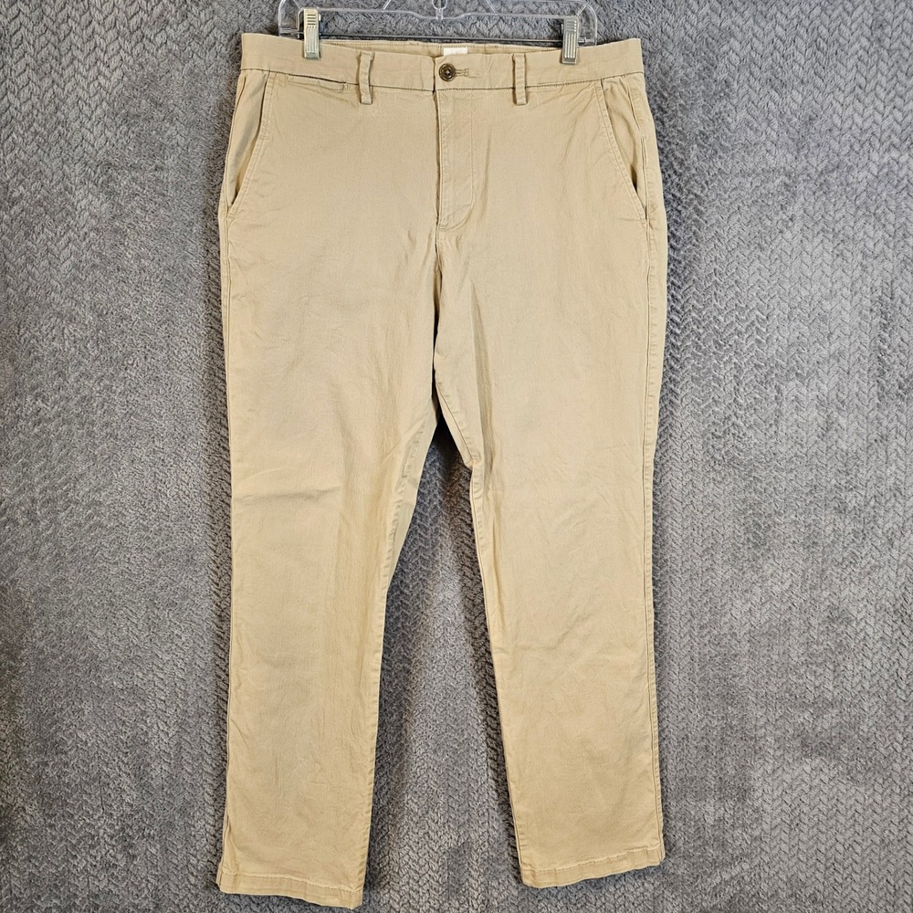 Gap Essential Khaki Straight Fit Pants Mens 34x32 Tan Chino Cotton Stretch